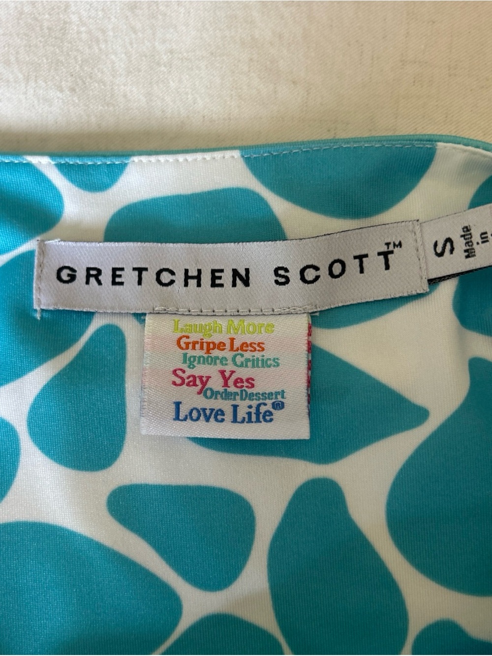 Gretchen Scott Designs Aqua & Lime Geometric Tunic - Picture 6 of 7